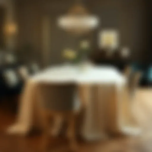 Elegant dining table adorned with a luxurious tablecloth