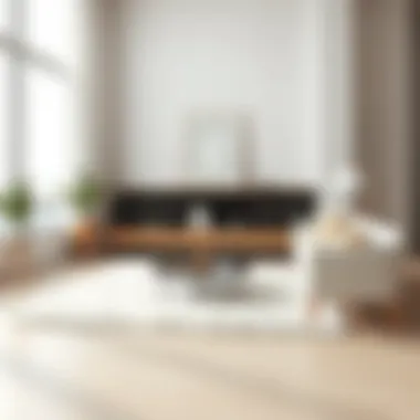 Chic Minimalist Space with White Furry Rug White furry rug enhancing a chic minimalist space