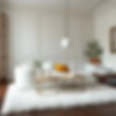 Elegant Pairing of White Furry Rug and Contemporary Decor Elegant white furry rug paired with contemporary decor