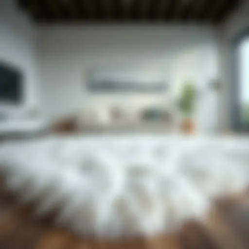 Luxurious white furry rug on a modern living room floor