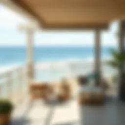 Stylish beach balcony chairs overlooking the ocean