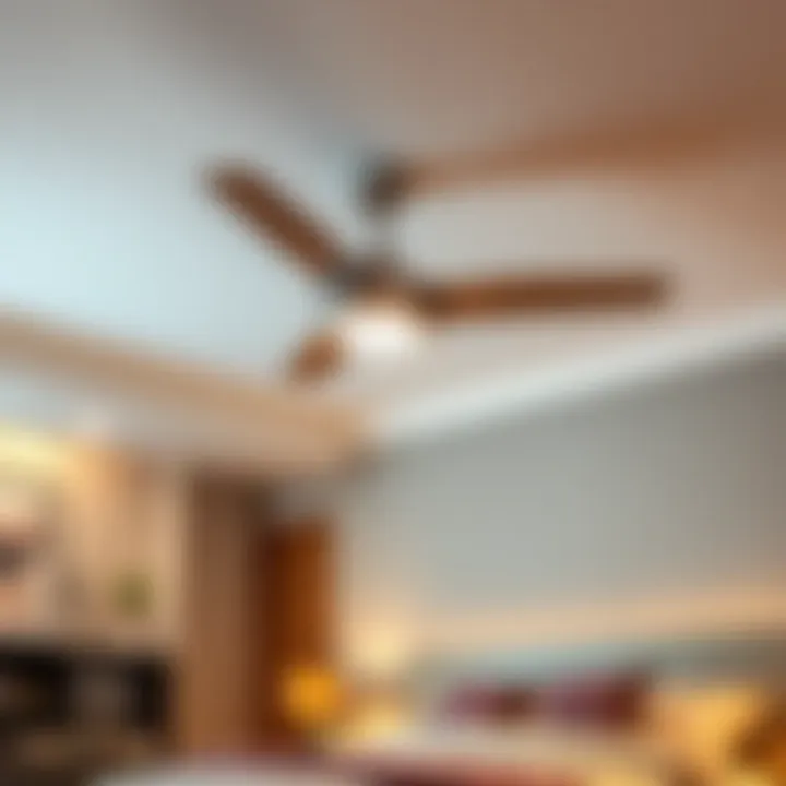 Modern ceiling fan with integrated lighting in a stylish bedroom