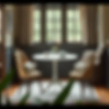 Small round table set arranged in a cozy dining nook