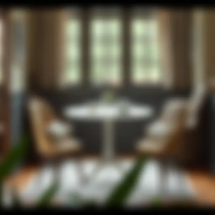 Small round table set arranged in a cozy dining nook