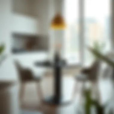 Elegant small round kitchen table set in a modern urban apartment