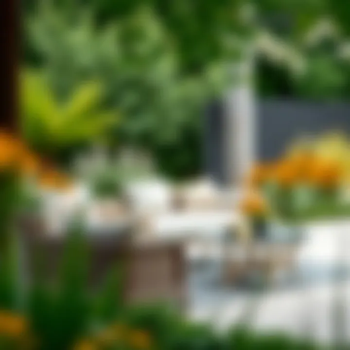 Elegant outdoor couch set in a serene garden setting