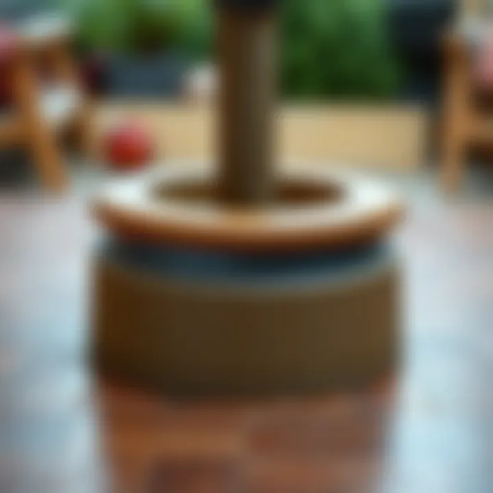 Close-up of materials used in making umbrella bases