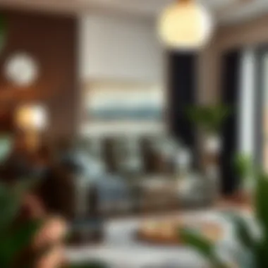 Modern Living Room with Loveseat Recliner Modern living room showcasing a decorated loveseat recliner with a cover