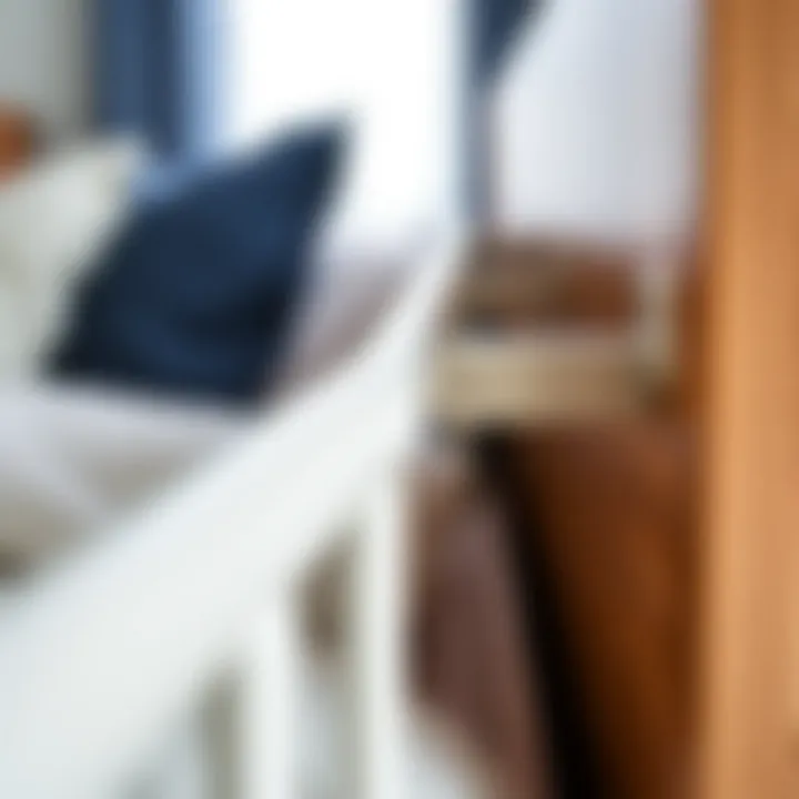 Close-up of side rail installation on a bed