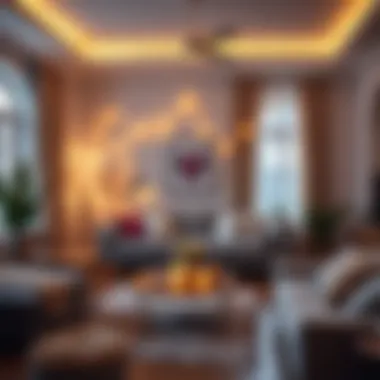 Cozy living room featuring LED heart lights as a decorative element