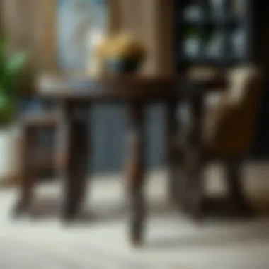 A beautifully crafted dark wood pub table showcasing its rich texture and finish