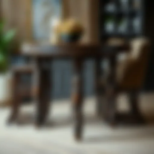 A beautifully crafted dark wood pub table showcasing its rich texture and finish