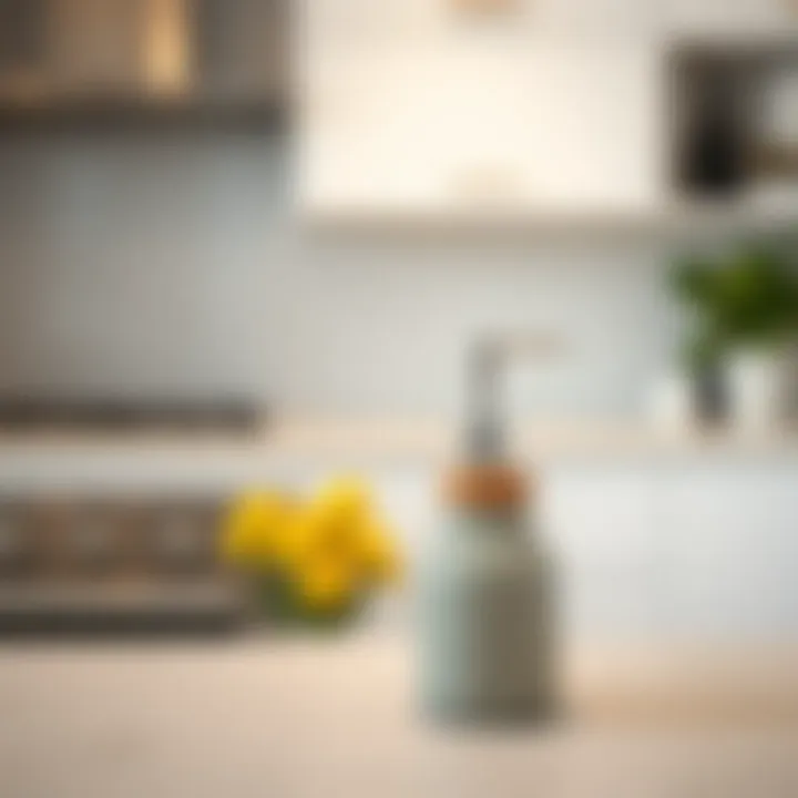 Stylish ceramic dispenser bottle on a modern kitchen countertop