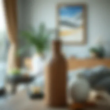 Rustic wooden dispenser bottle complementing contemporary decor