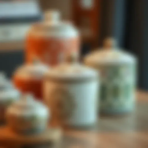 Elegant ceramic containers with intricate designs