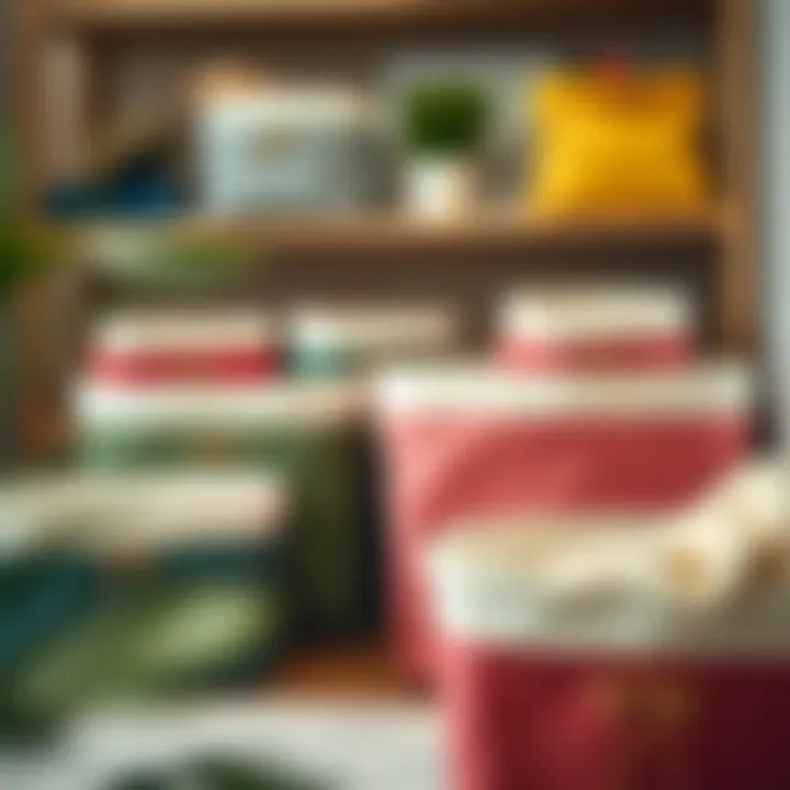 Colorful Fabric Bins Colorful fabric bins arranged in an organized space