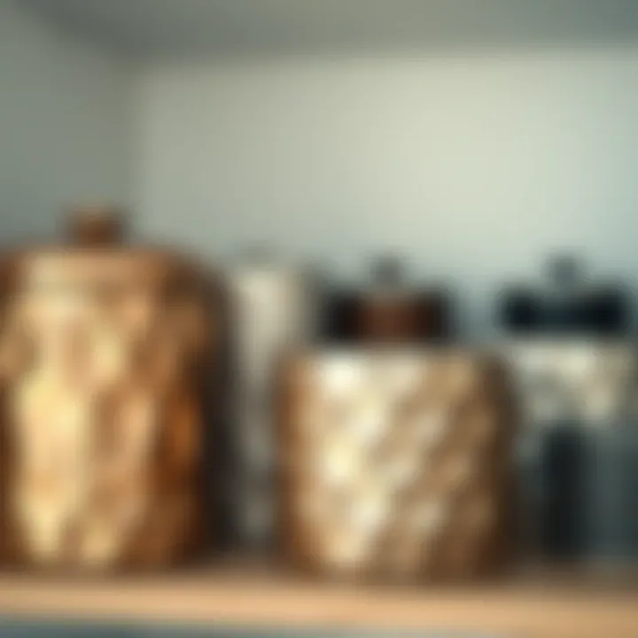 Chic Metallic Storage Solutions Chic metallic storage solutions on a shelf