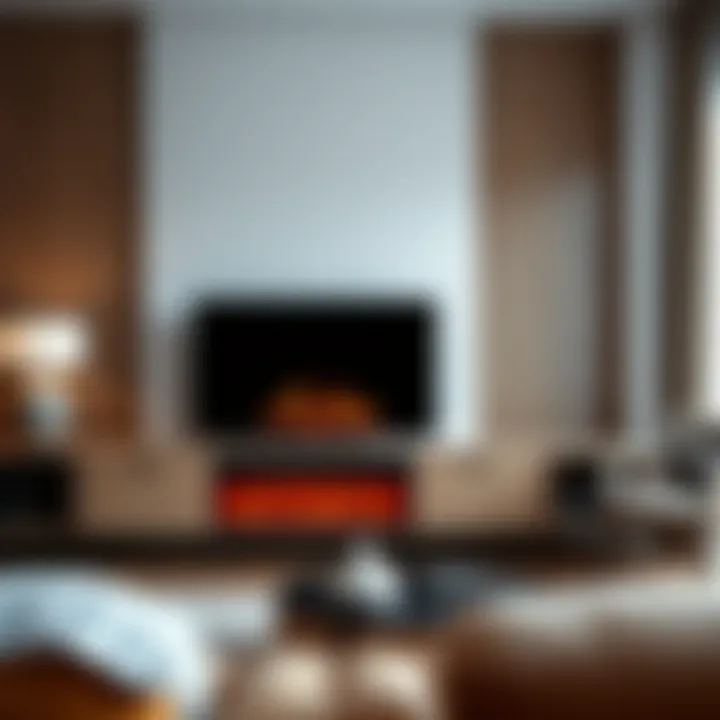 Close-up of the elegant design details of a 40-inch tall TV stand with fireplace