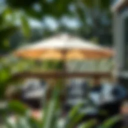 Elegant deck umbrella providing shade over a cozy seating area