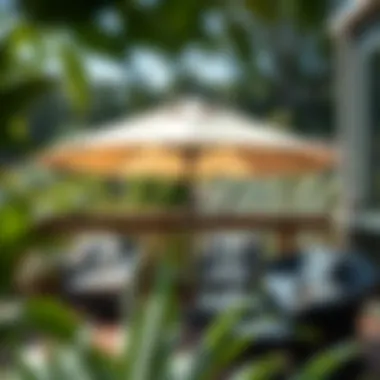 Elegant deck umbrella providing shade over a cozy seating area