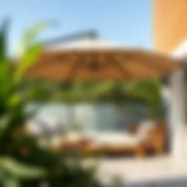 Modern privacy umbrella integrated into a stylish outdoor decor