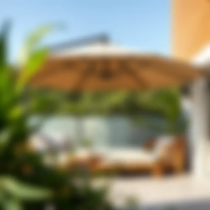 Modern privacy umbrella integrated into a stylish outdoor decor