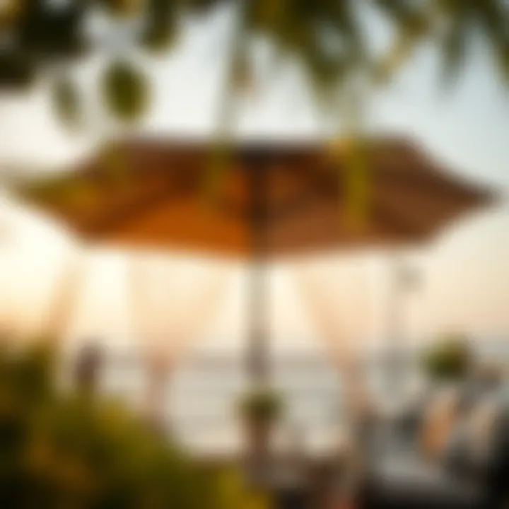 Serene outdoor gathering under a beautifully designed privacy umbrella