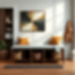 Stylish entryway bench with storage compartments