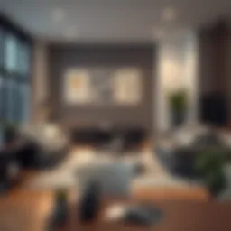 Stylish urban living room with modern furniture