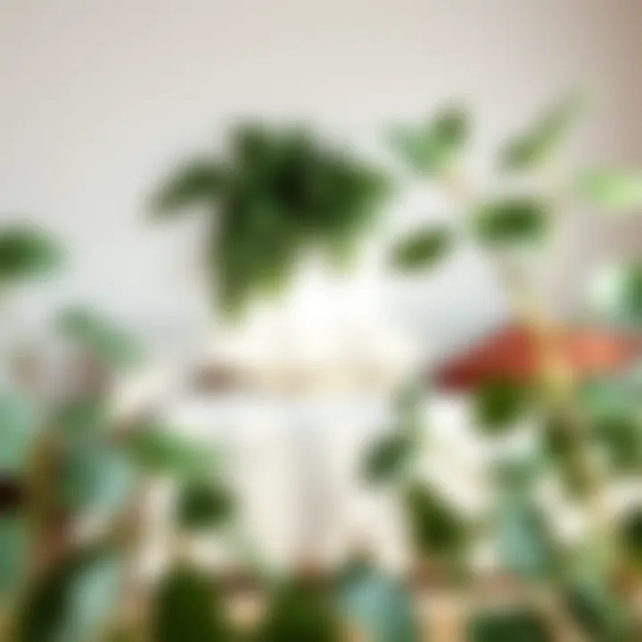 Tranquil Bedroom Decor with Faux Eucalyptus A serene bedroom featuring faux eucalyptus plants for a calming atmosphere