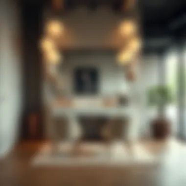 Elegant vanity furniture arrangement in a modern urban setting