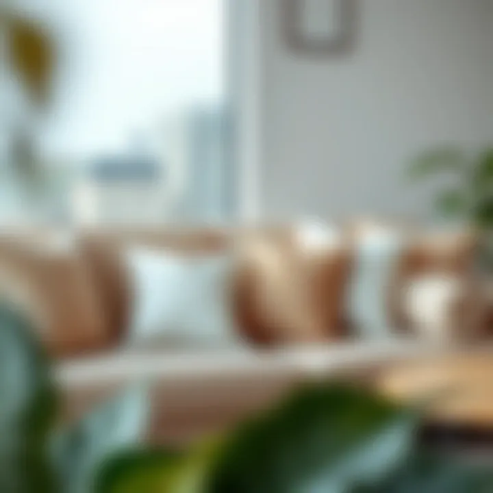 Stylish Urban Sofa with Pillow Inserts A stylish arrangement of 15x15 pillow inserts on a modern sofa, showcasing urban decor.