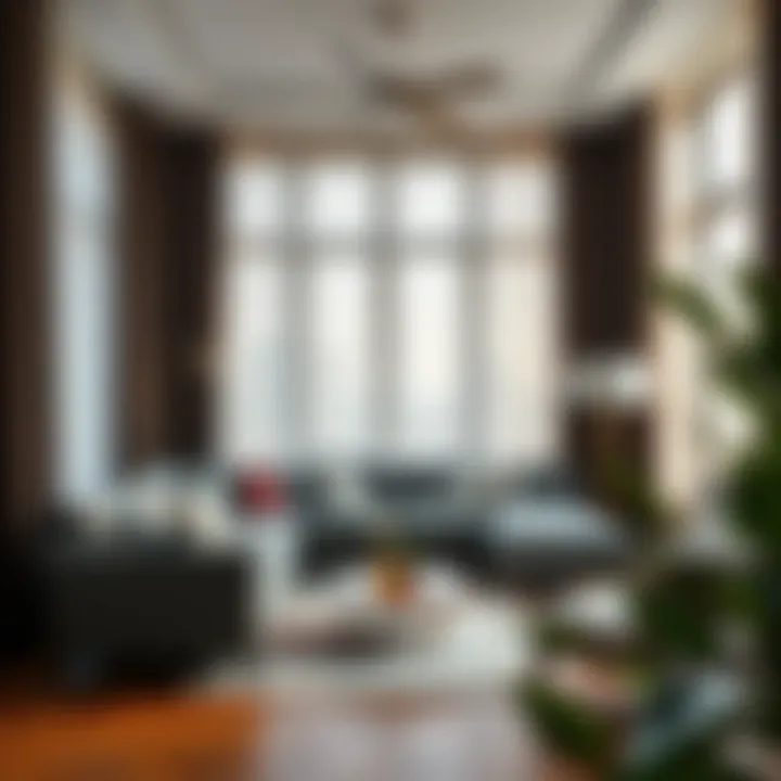 Sophisticated Urban Living Space with Curtains Elegant living room adorned with 28-inch wide curtains