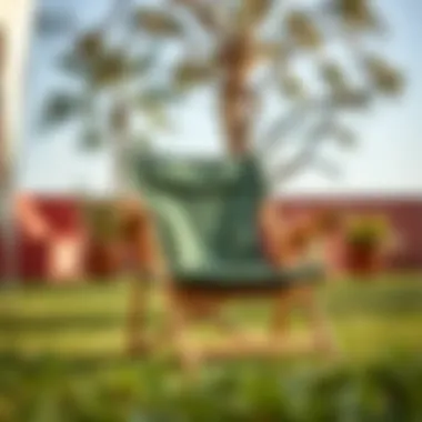 Stylish foldable lawn chair in a vibrant outdoor setting