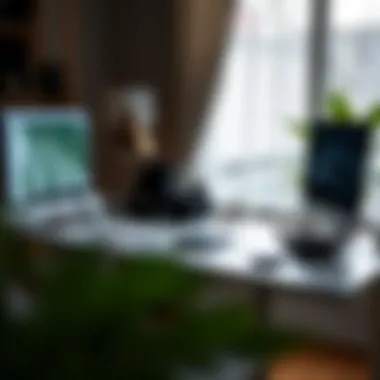 Ergonomic desk setup with accessories