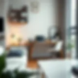 Modern office desk in a small urban apartment