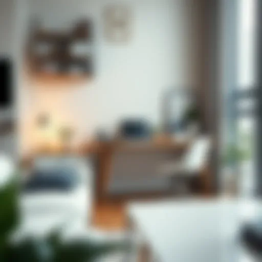 Modern office desk in a small urban apartment