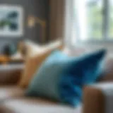 Luxurious velvet decorative throw pillow in a modern living room setting