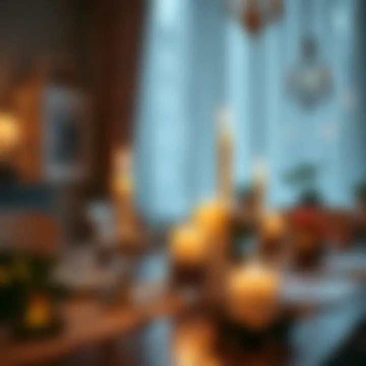 Stylish battery-operated candles on a dining table setting for an intimate dinner