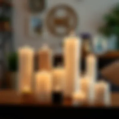 Variety of battery-operated pillar candles in different sizes and designs for home decor