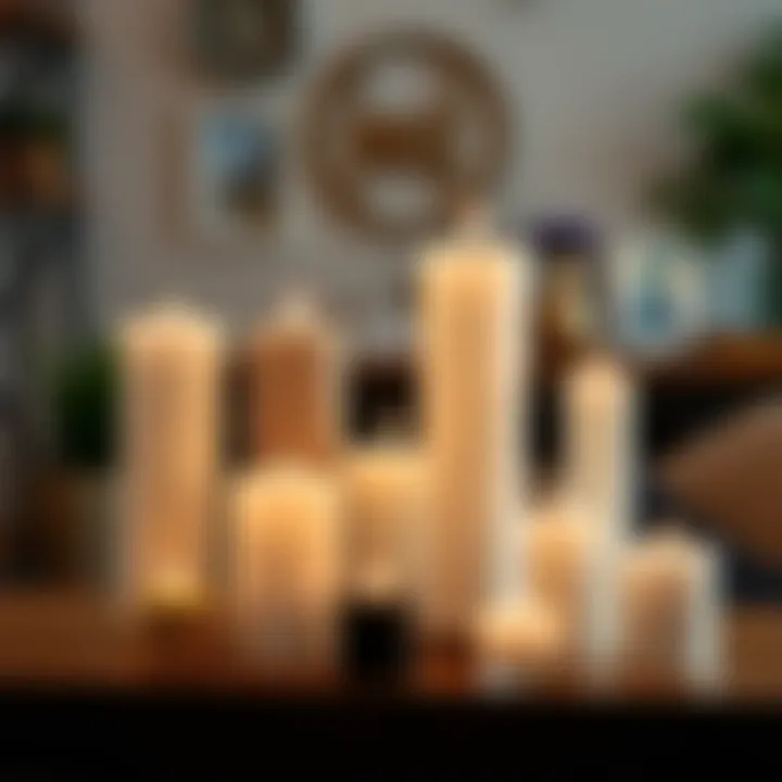 Variety of battery-operated pillar candles in different sizes and designs for home decor