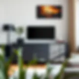 Elegant black chest of drawers in a modern living room