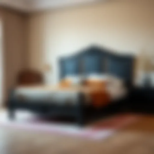 Elegant black wooden king size bed frame showcasing its rich texture and craftsmanship