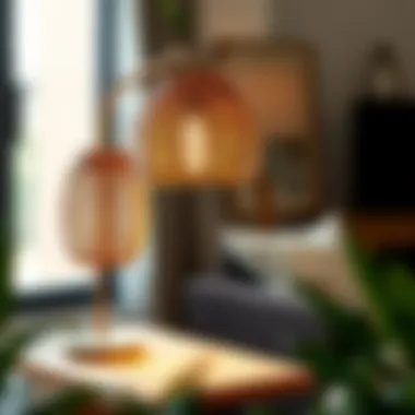 Trendy rattan table lamp adding warmth to a modern interior