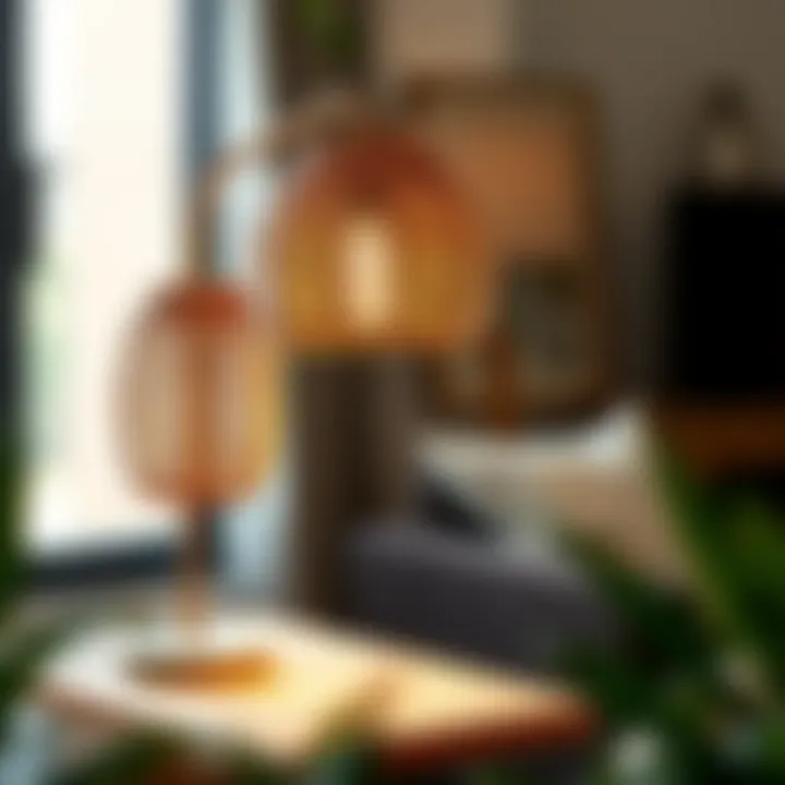 Trendy rattan table lamp adding warmth to a modern interior