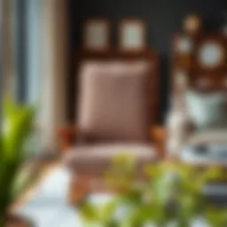 Elegant corduroy rocking chair cushion in a modern living room setting