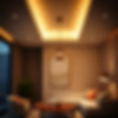 Modern corner ceiling lights adding ambiance to a room