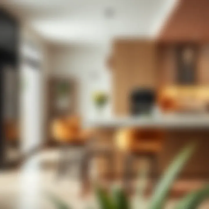 Stylish counter height chair with arms and swivel feature in a modern kitchen setting