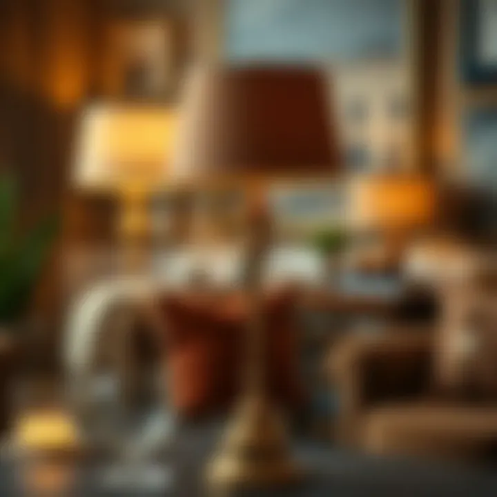 A vintage-inspired lamp made of brass, enhancing the classic elegance of a living room.