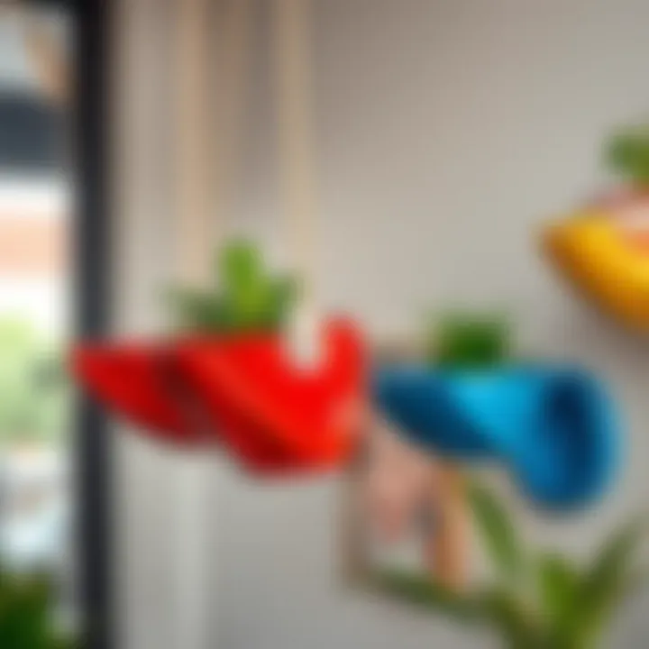 Colorful ceramic plant hanger brackets enhancing vibrant decor
